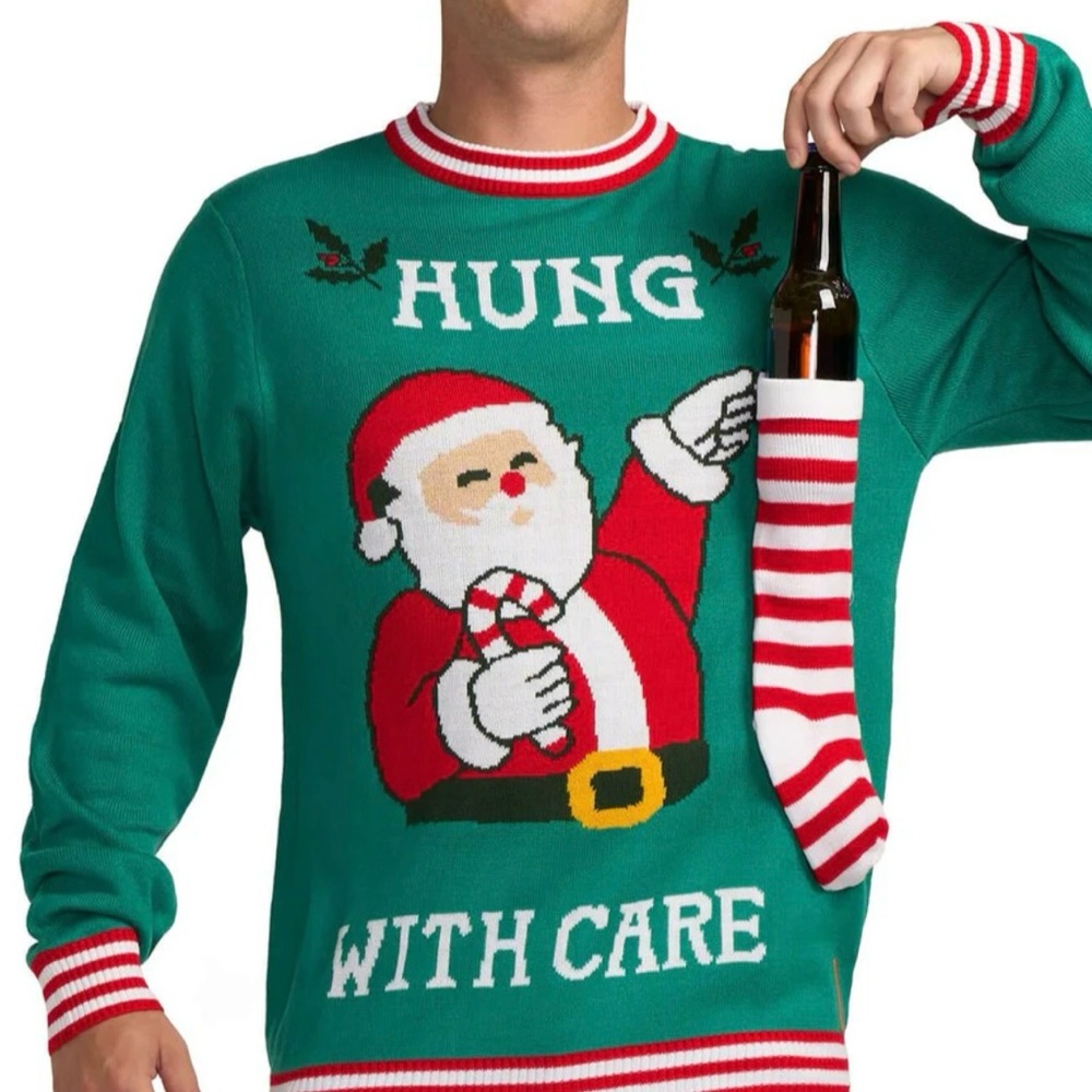 Tipsy Elves Green Santa Crewneck Sweater